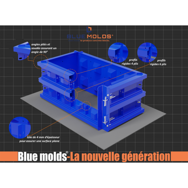 Moule pour blocs béton 160 x 40 x 80