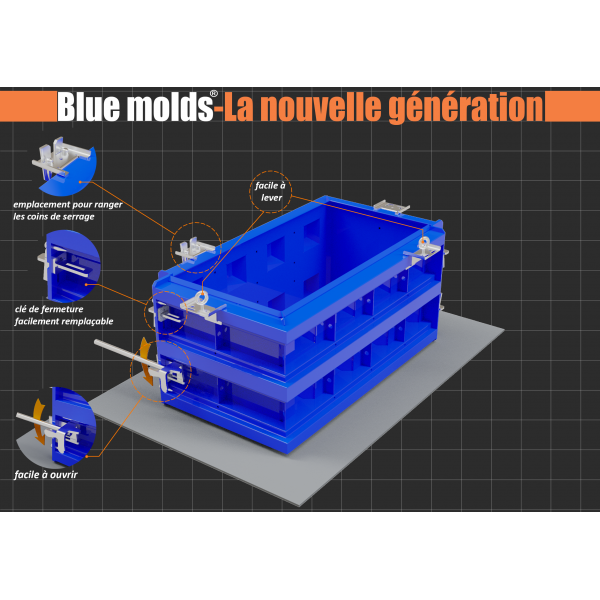 Moule pour blocs béton 180 x 60 x 60